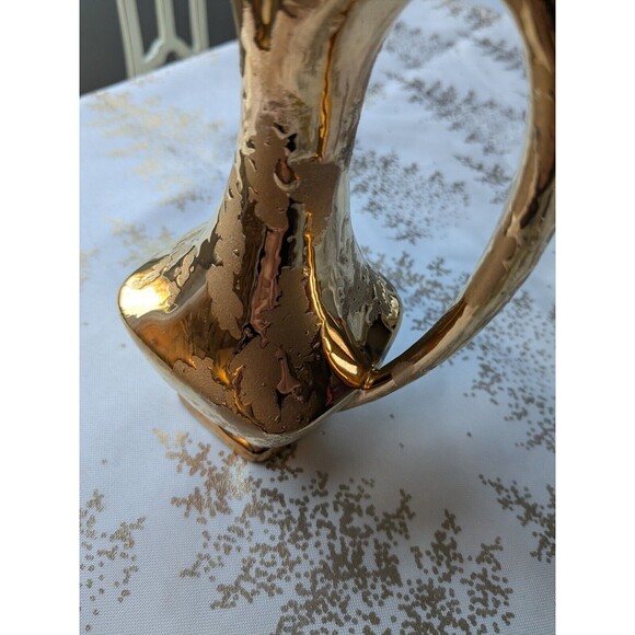 Vintage MidCentury Style Weeping Gold 8" Pitcher Vase Retro Glam EUC - Picture 5 of 12